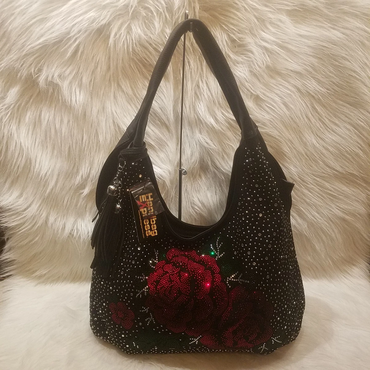RED ROSE RHINESTONE DESIGN SHOULDER BAG eBay