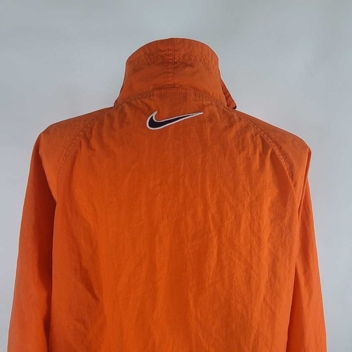 Vintage Nike Orange Navy 1/4 Zip Windbreaker 90's Center