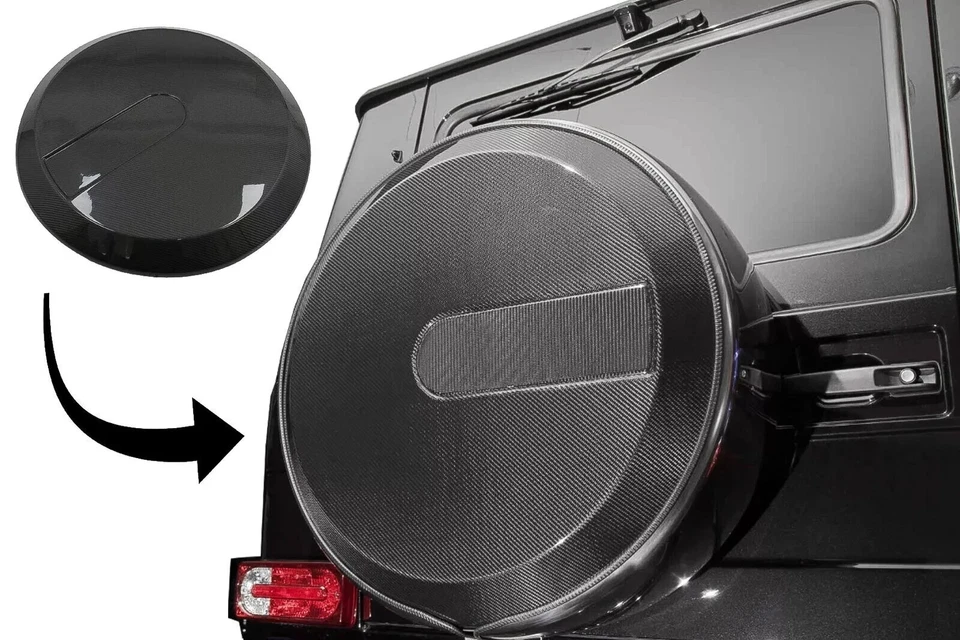 Cubierta de neumático de rueda de repuesto de carbono real para Mercedes Benz W463 G500 G550 G63 G65 Foto 3 de 4