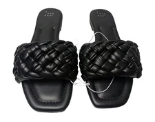 Women's Braided Flats Slides Sandals Black Size 8.5 NWOB