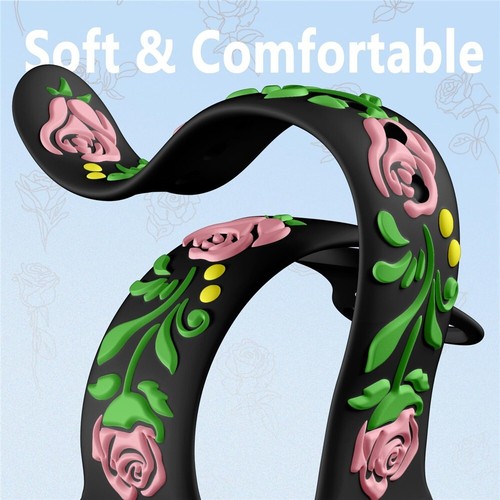 Correa de silicona floral tallada para Apple Watch 41/42/45/46/49 mm 10 9 8 7 6 SE - Imagen 4 de 38
