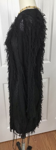 NWT CHASER WIDE NECK RAGLAN L/S SWEATER DRESS VERTICAL FRINGE BLACK SIZE S - Picture 6 of 12