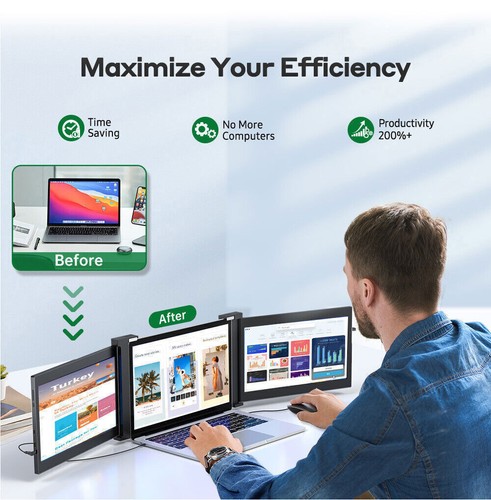 Dual Triple Monitor 1080P IPS FHD Monitor Screen Extender für Laptops 13-17,3" - Afbeelding 8 van 23