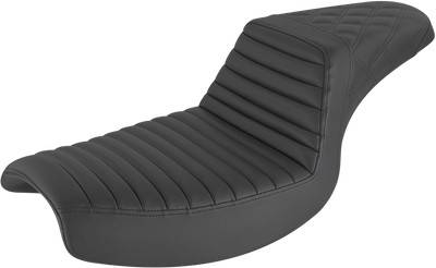 SADDLEMEN Step-Up Fits Seat - Front Tuck-n-Roll/Rear Lattice Stitch - Black