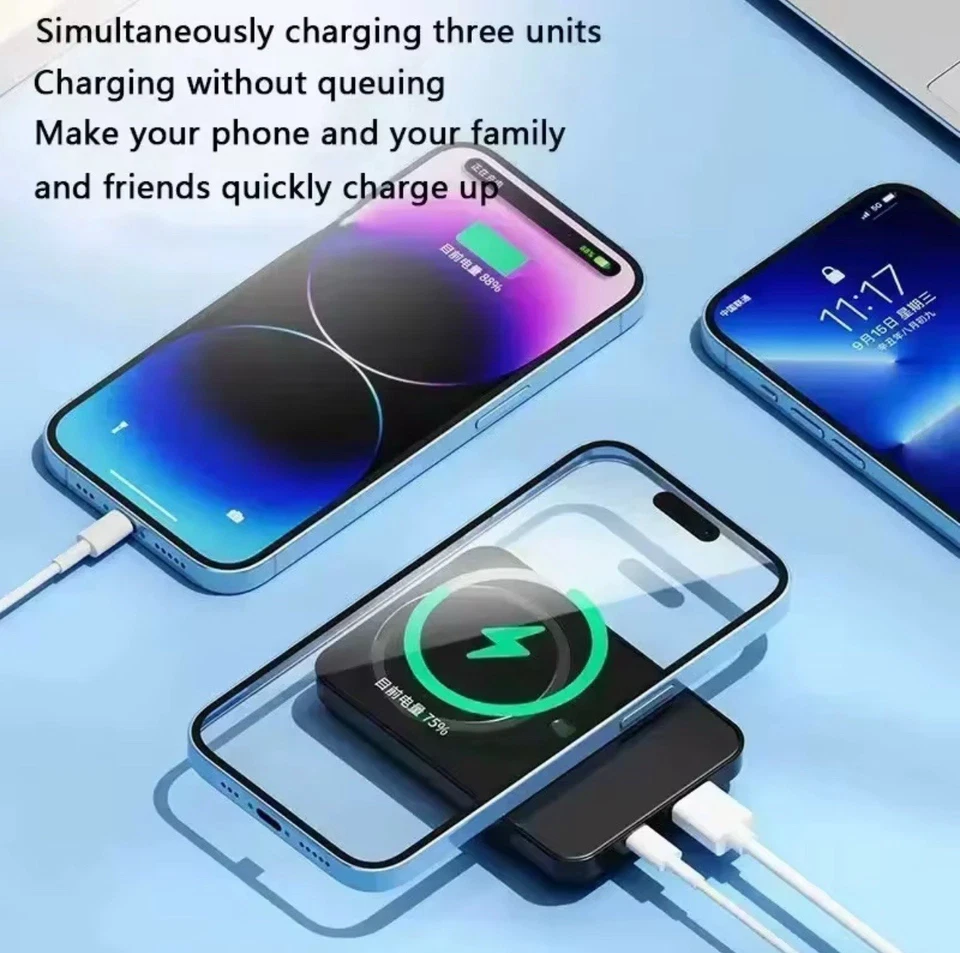 iPhone Power Bank 22.5W 10000mAh Portable Wireless Magsafe Fast Charger (White) - Image 4 of 4