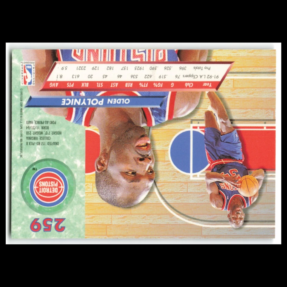 Olden Polynice #59 1993 Fleer Ultra Detroit Pistons Basketball Card NBA NM - Image 2 of 3