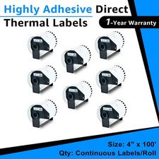 8Rolls 4"x100' Continuous Paper Tape DK-2243 for Brother QL-1050 Label Printer