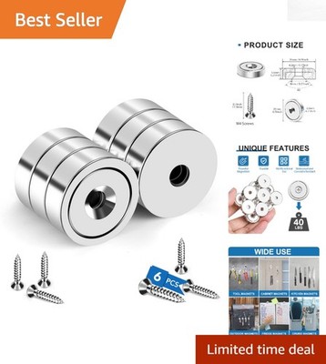 Strong 40LBS Rare Earth Magnets with Countersunk Hole - Perfect for DIY Projects