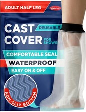 100 Waterproof Cast Covers for Shower Leg - Tight Seal - Half Leg, Clear