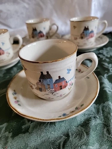 Japan International Stoneware Heartland Coffee Cup Set of 4 Vintage