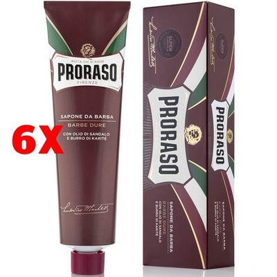 6 x Proraso Rasierseife in Tube Hartbärte 150 ml