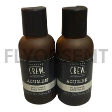 X2 American Crew Acumen Invigorating In-Shower Face Wash 50ml / 1.6oz NWOB