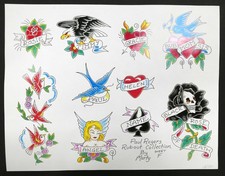 Vintage Traditional Paul Rogers Rubout Collection By Marty Sheet F Tattoo Flash