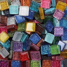 Mixed Color Mosaic Glass Tiles Shine Crystal Glass Pieces Bulk Square Glitter...