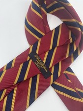 Brooks Brothers Makers Tie 3.75" Repp Striped Red Blue Gold Vintage USA Ivy