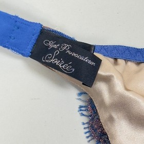 Agent Provocateur Soiree Samarra Blue Lace & Bronze Leather 3 Pc Set 34D/2 small