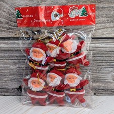 6 Piece Set Mini Red Flocked Santas 2 1/2" Christmas Craft Supplies Santa