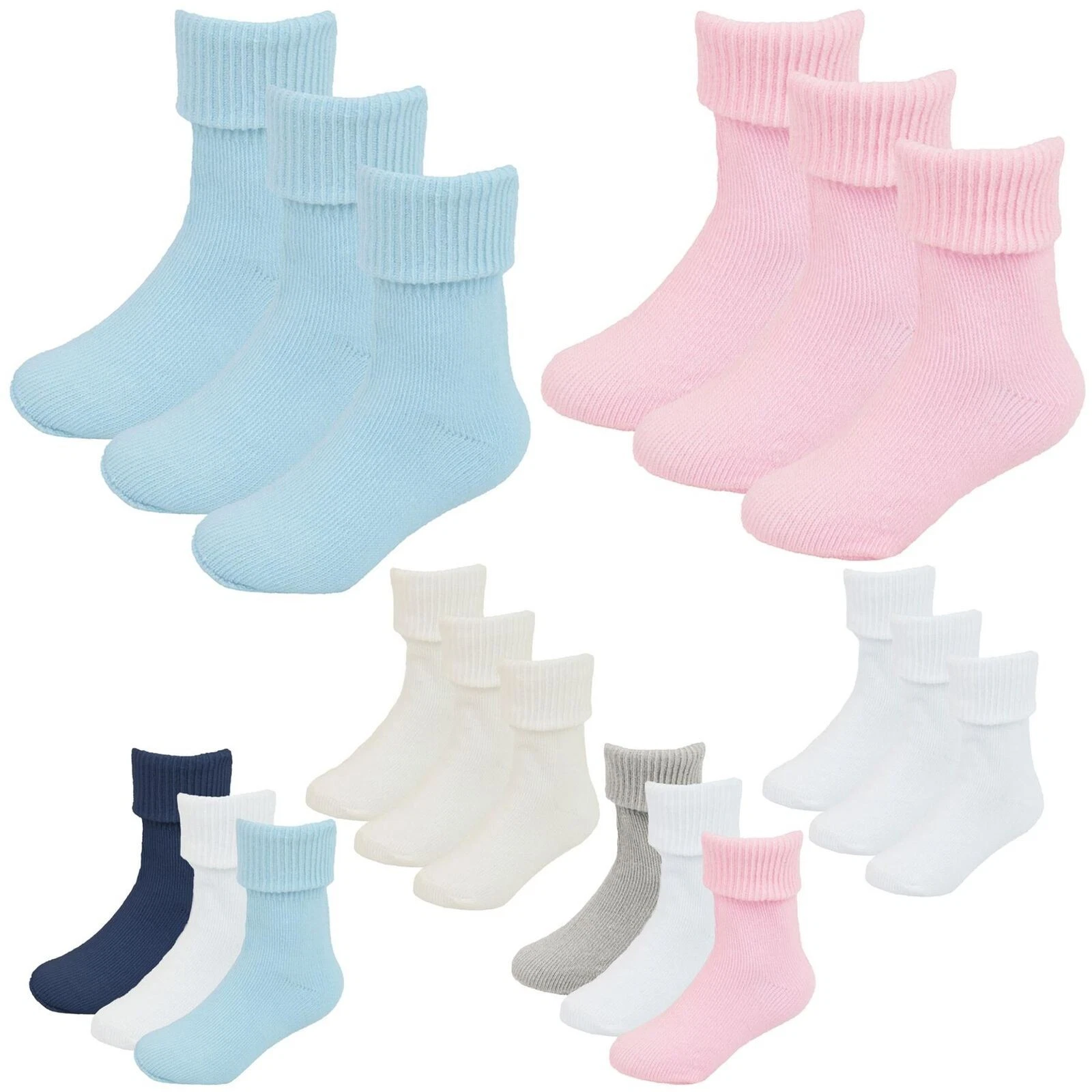 Infant Toddler Baby Boys Girls Plain TOT Socks Pack of 3 Kids Newborn socks
Opens in a new window or