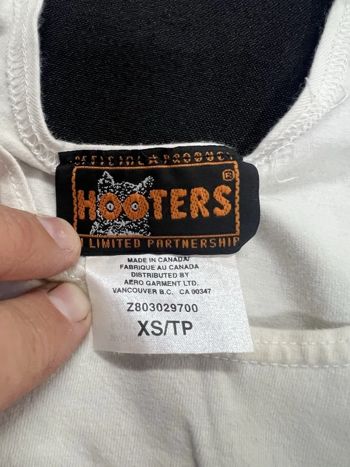 Camiseta sin mangas de lycra uniforme de niña Hooters vintage de los años 90 - talla XS - Tempe Az Foto 2 de 2