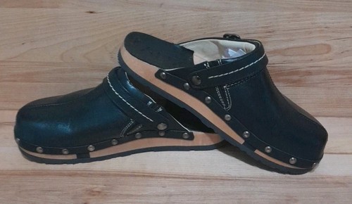KALSO: EARTH "SHANTI" Clog BLACK "BLACK" LEATHER Negative Heel Women's 6 NEW!! - Picture 3 of 5