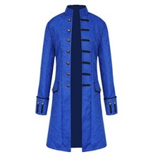 Mens Victorian Steampunk Tailcoat Jacket Blue Polyester Long Sleeve Cosplay