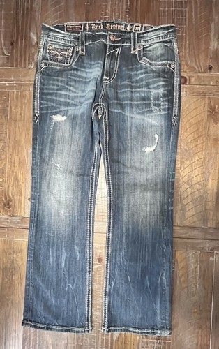 Rock Revival Dano Bootcut Men’s Jeans Size 38x32 - Picture 2 of 17
