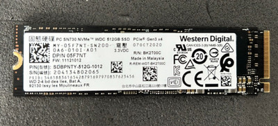 WESTERN DIGITAL PC SN730 NVMe WDC 512GB SSD PCIe Gen 3 x 4 100% Gesundheit, getestet