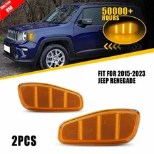 Amber For 2015-23 Jeep Renegade Front Bumper Fender Side Marker Light Reflectors