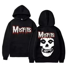 Horror Punk Misfits Skull Rock Print Hoodie Fan Gift Double-Sided All Size