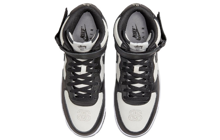 Size 9.5 - Stussy x Nike Air Force 1 Mid Black White for sale