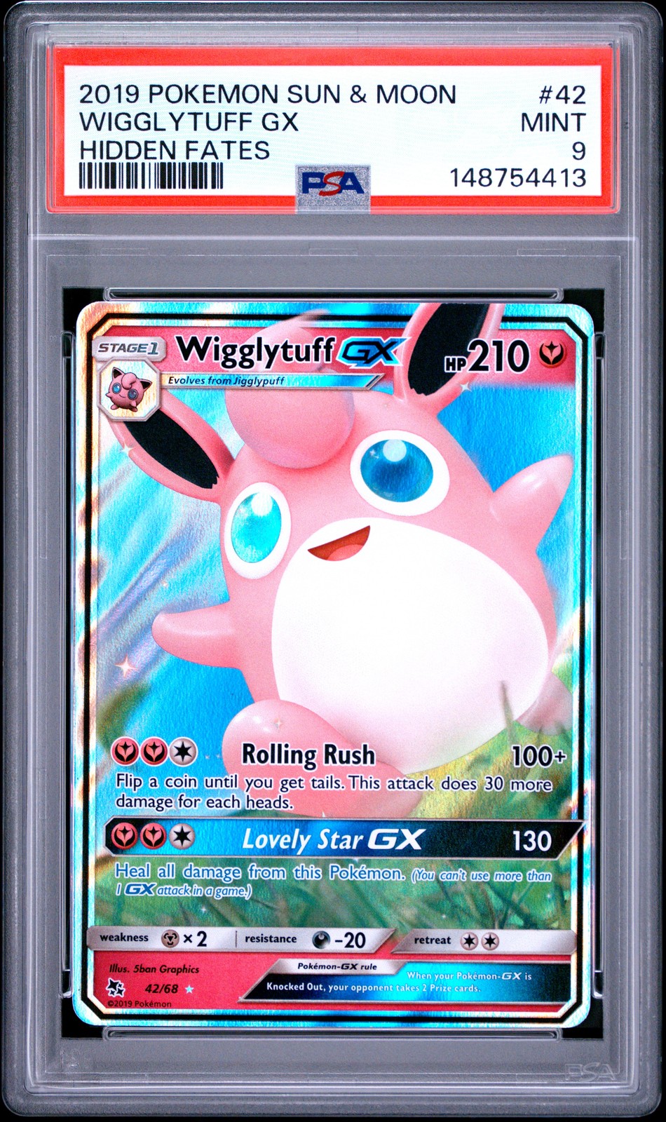 PSA 9 Wigglytuff Gx #42 2019 Pokemon Sun & Moon Hidden Fates 148754413