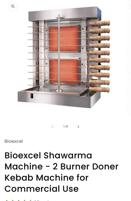 Bioexcel 2 Burner Shawarma Doner Kebab Vertical Broiler LP Gas 30 lb