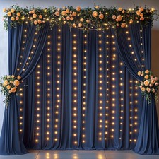 Navy Blue Photo Backdrop Curtain With String ...