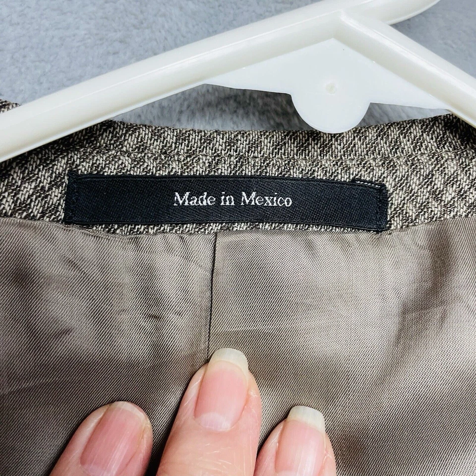 Mani Giorgio Armani Blazer Jacket Mens 44 Tan Micro Argyle Wool Blend 2 Button - Image 4 of 4