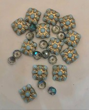 Czech Glass Blues Gold Bead Mix E2