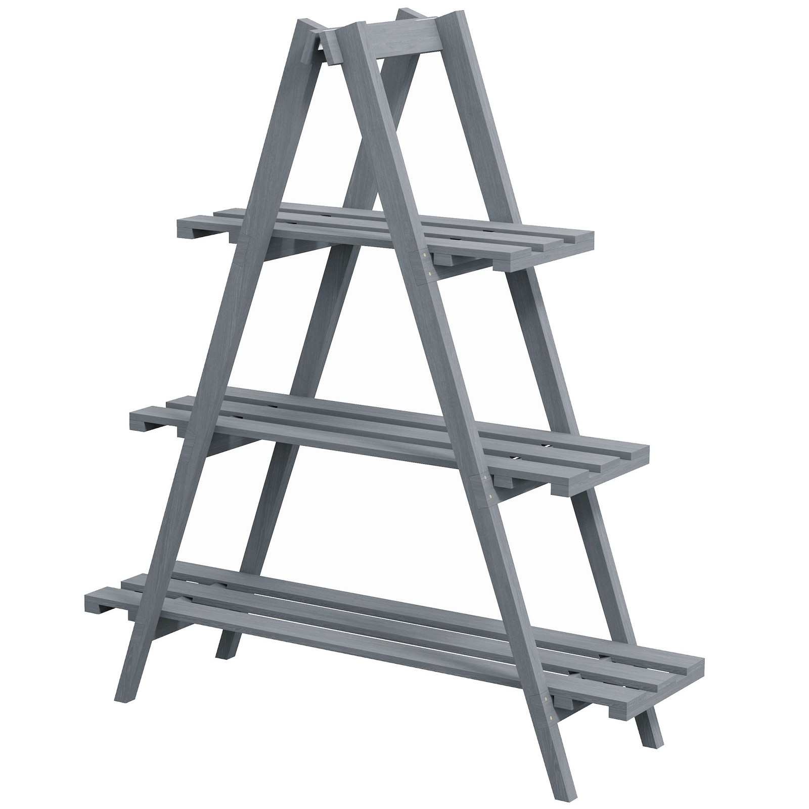 Fioriera Outsunny 3 Livelli Legno Abete Grigio - Soluzione Slim Verticale