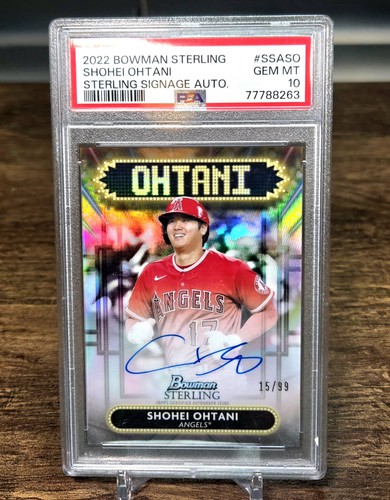 2022 Bowman Sterling Shohei Ohtani Sterling Signage Auto Autographs /99 PSA 10