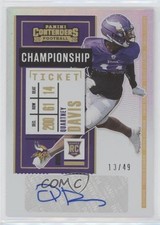 2020 Panini Contenders Rookie Championship Ticket 13/49 Quartney Davis Auto a8r