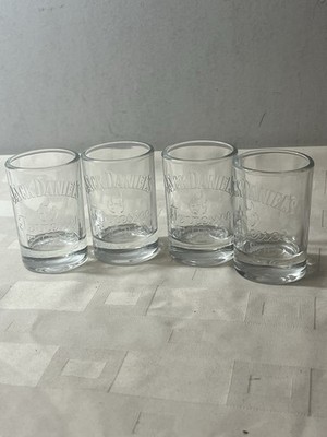 Set Of 4 Jack Daniel s Tennessee Fire Embossed Logo Clear Shot Glasses
