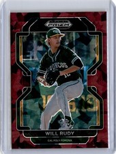 2022 Prizm Draft Picks Burgundy Cracked Ice Will Rudy 13/23 (B22) Brewers