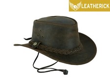 Crazy Horse Brown Cowboy Hat Western Australian Real Leather Outback Bush Hat