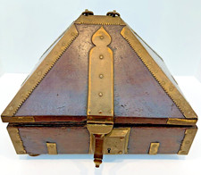 Antique Indian Malabar Dowry Box Wood Chest Brass Brides Box 