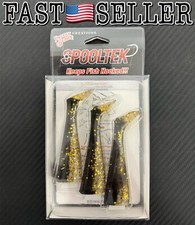 3-Pack Spooltek FATTY 5" Tailpack Lure Replacement Tails, Black/Gold Glitter