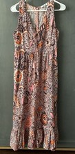 Madewell Lace-Up Ruffle-Hem Midi Dress Size 2 Boho Cottagecore Casual Relaxed