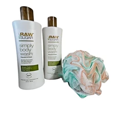 Raw Sugar Simply Body Wash-Green Tea + Cucumber + Aloe Vera Bundle