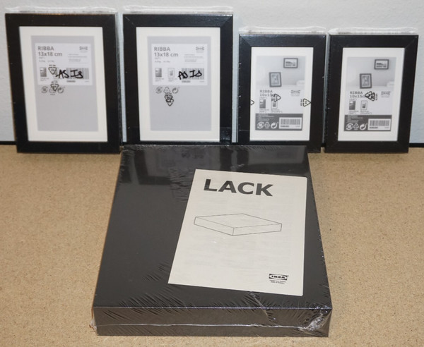 (5 Lote) Marcos de Fotos IKEA RIBBA 5" X 7" + 4" X 6" + Estante FALTA 30x26cm