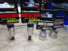 Greenwrench 1/4 and 5/16 Hex Bits 5/8 and 3/4" SAE 12 pt 3/8 drive sockets
