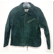 Vintage Retro Women’s Outbrook Green Suede Leather Cinch Waist Jacket Coat L
