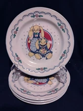 Set of 4 - Tabletops Unlimited 7 3/4" Salad Plate Mother & Baby Bunny Rabbit