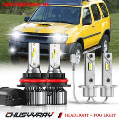 Para For Nissan Xterra 2000 2001 6500K LED faro alto/bajo +kit de luz antiniebla